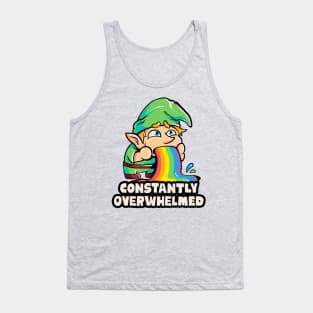 Constantly Overwhelmed - Funny Gnome Rainbow Gift Tank Top